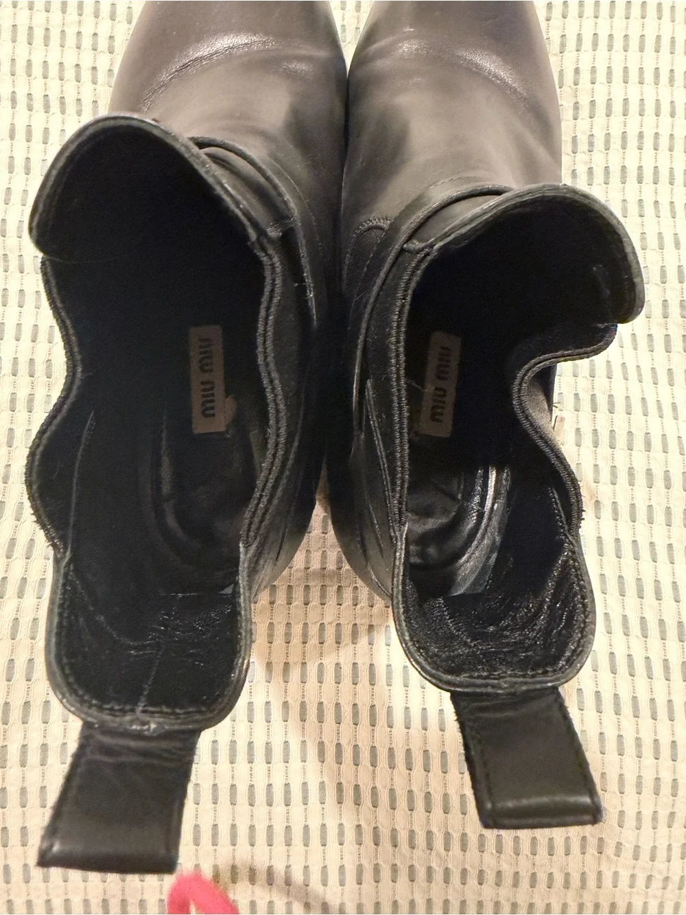 Miu Miu Black Leather Ankle Booties with Side Strap Size 9